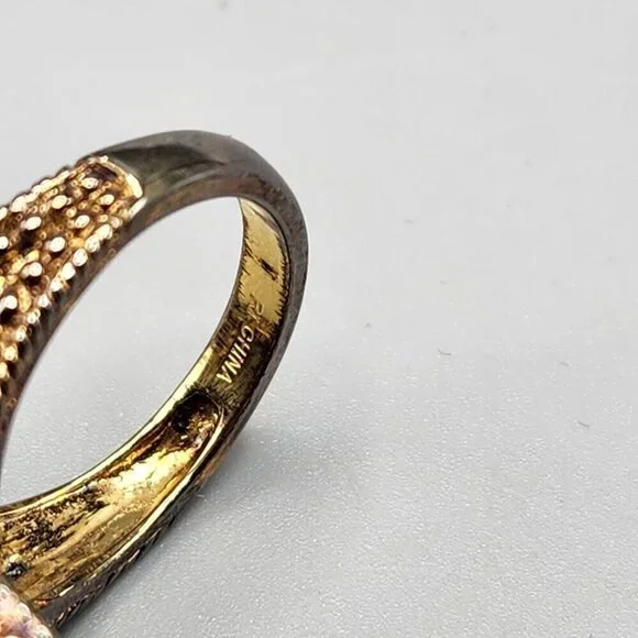 Lapiz Lazuli Rectangle Cocktail Ring RI China 925 Size 8 Sterling Silver - Picture 8 of 12